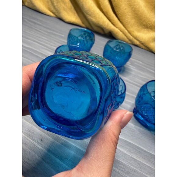 Cornflower Blue Vintage Shot Glasses – Set of 6 |‎ Mid-Century Bar Cart Decor - Picture 2 of 7